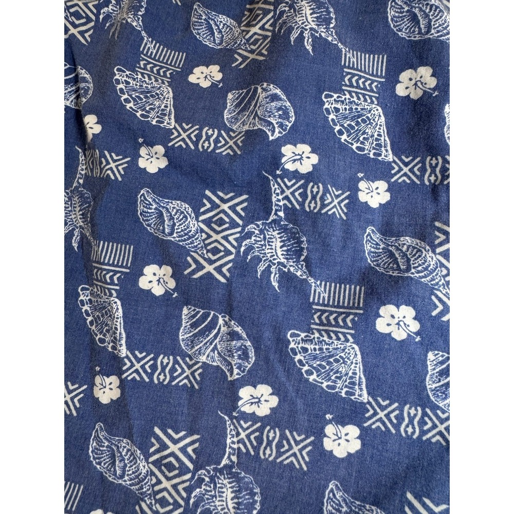 Pacific Scene Vintage 90s Swim Trunks Mens L Blue Seashell Hibiscus Print - Picture 6 of 8